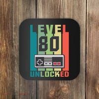 Level 80 Unlocked Funny Retro Gamer Birthday Coaster thumb 0