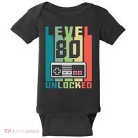 Level 80 Unlocked Funny Retro Gamer Birthday Baby Bodysuit thumb 0