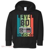 Level 80 Unlocked Funny Retro Gamer Birthday Toddler Hoodie thumb 0