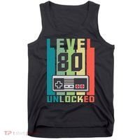 Level 80 Unlocked Funny Retro Gamer Birthday Tank Top thumb 0