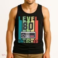 Level 80 Unlocked Funny Retro Gamer Birthday Tank Top thumb 3