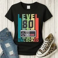 Level 80 Unlocked Funny Retro Gamer Birthday Women's T-Shirt thumb 3