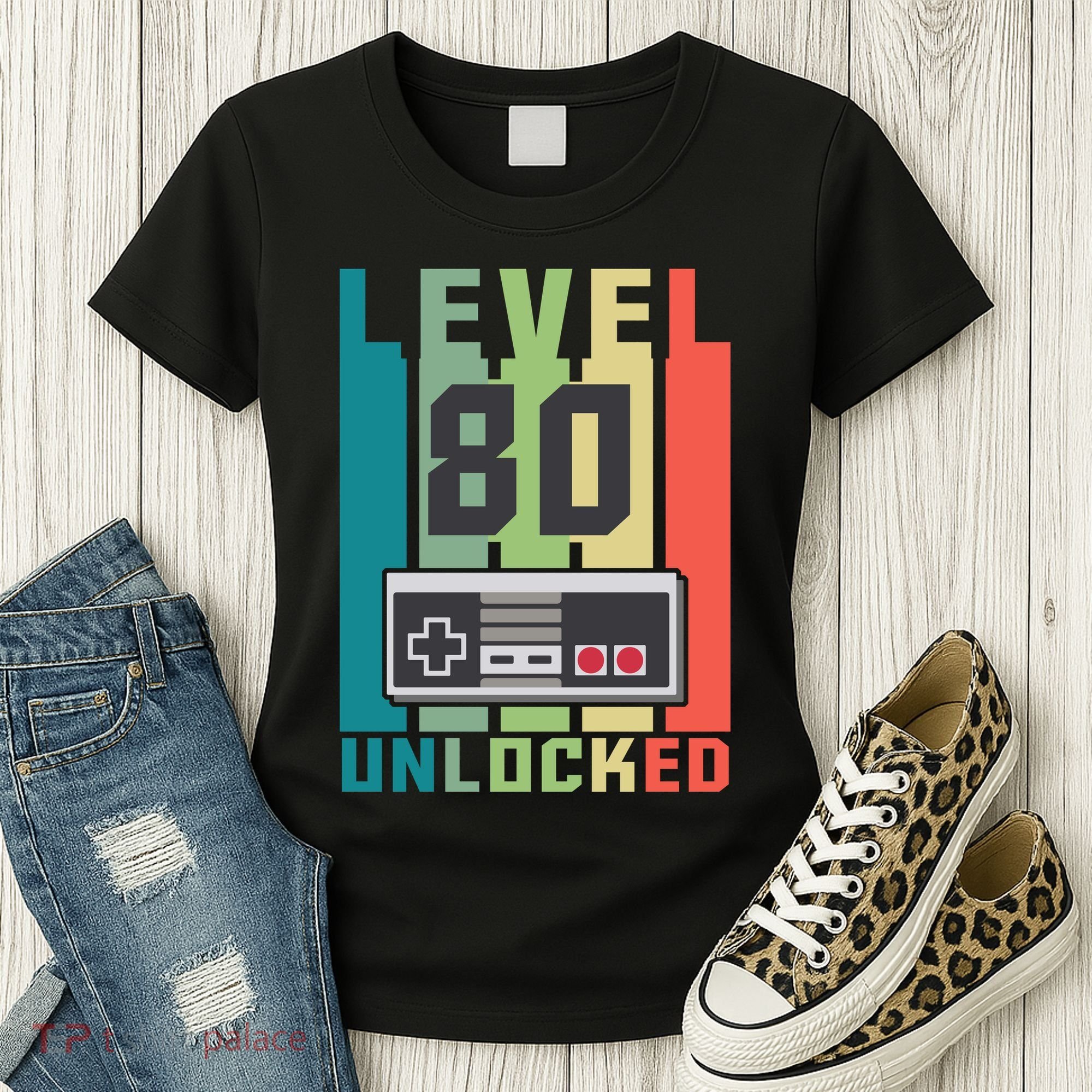 Level 80 Unlocked Funny Retro Gamer Birthday Women's T-Shirt