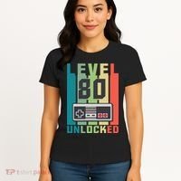 Level 80 Unlocked Funny Retro Gamer Birthday Women's T-Shirt thumb 4