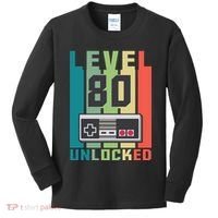 Level 80 Unlocked Funny Retro Gamer Birthday Kids Long Sleeve Shirt thumb 0