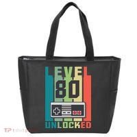 Level 80 Unlocked Funny Retro Gamer Birthday Tote Bag thumb 0