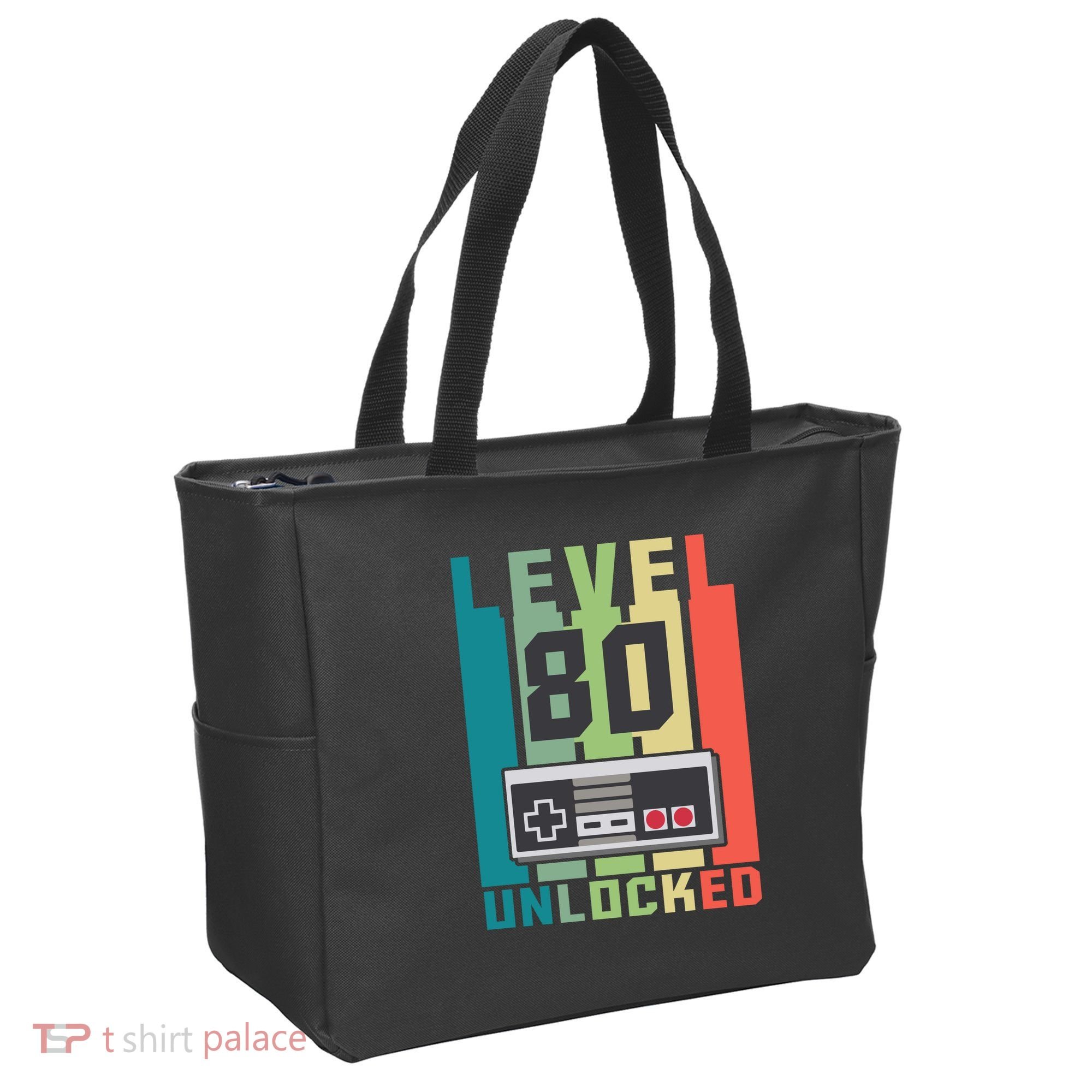 Level 80 Unlocked Funny Retro Gamer Birthday Tote Bag