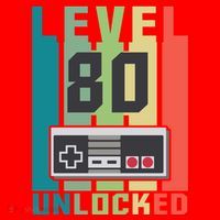 Level 80 Unlocked Funny Retro Gamer Birthday Santa Hat thumb 1