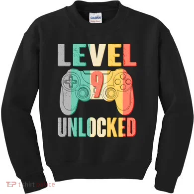Level 9 Unlocked Nine Years Old Kids Sweatshirt