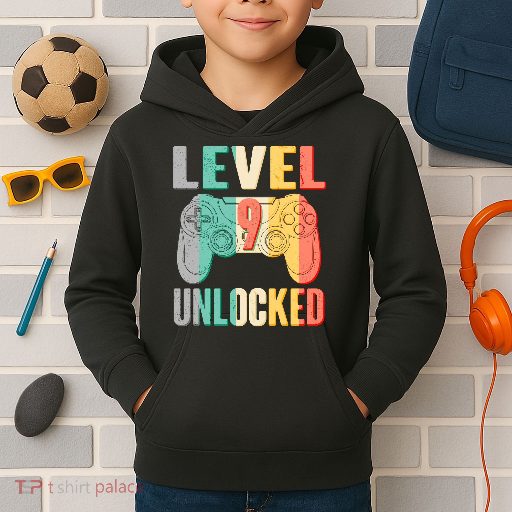 Level 9 Unlocked Nine Years Old Kids Hoodie