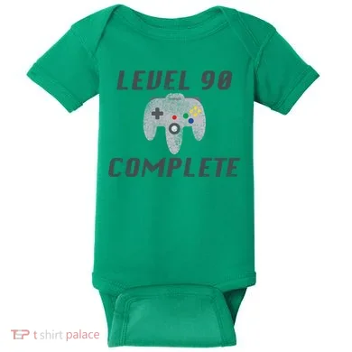Level 90 Complete 90th Birthday Baby Bodysuit