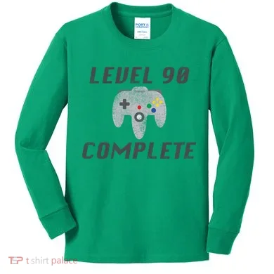 Level 90 Complete 90th Birthday Kids Long Sleeve Shirt