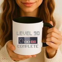 Level 90 Complete Retro Gamer 90th Birthday Coffee Mug thumb 3