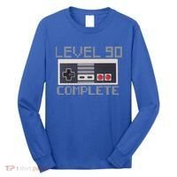 Level 90 Complete Retro Gamer 90th Birthday Long Sleeve Shirt thumb 0