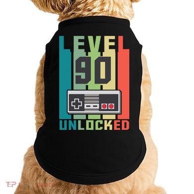 Level 90 Unlocked Funny Retro Gamer Birthday Doggie Tank