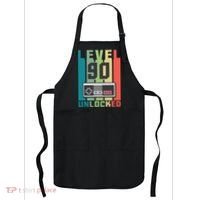 Level 90 Unlocked Funny Retro Gamer Birthday Apron thumb 0