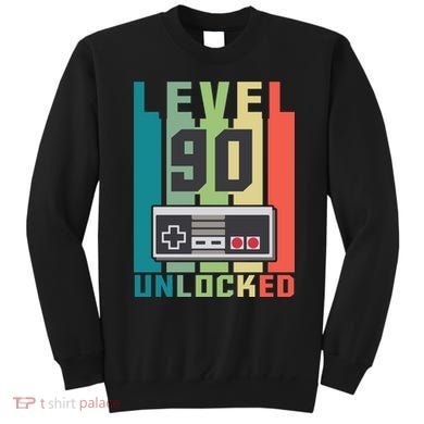 Level 90 Unlocked Funny Retro Gamer Birthday Sweatshirt