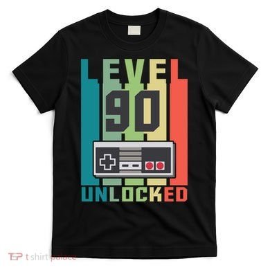 Level 90 Unlocked Funny Retro Gamer Birthday T-Shirt