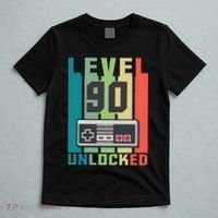 Level 90 Unlocked Funny Retro Gamer Birthday T-Shirt thumb 5
