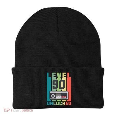 Level 90 Unlocked Funny Retro Gamer Birthday Beanie