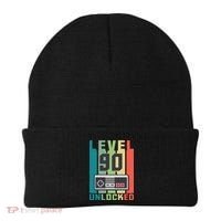 Level 90 Unlocked Funny Retro Gamer Birthday Beanie thumb 0