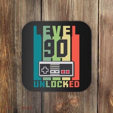 Level 90 Unlocked Funny Retro Gamer Birthday Coaster