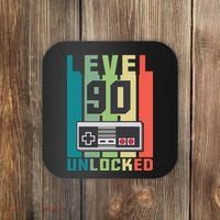 Level 90 Unlocked Funny Retro Gamer Birthday Coaster thumb 0