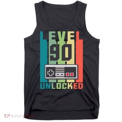 Level 90 Unlocked Funny Retro Gamer Birthday Tank Top
