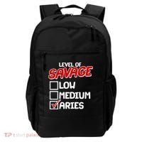 Level of SAVAGE Low Medium Aries Zodiac Birthday Backpack thumb 0