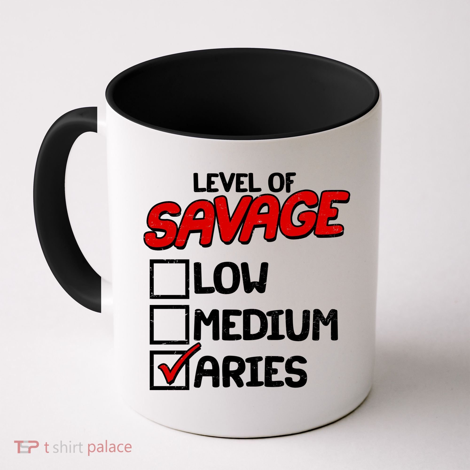Level of SAVAGE Low Medium Aries Zodiac Birthday Coffee Mug