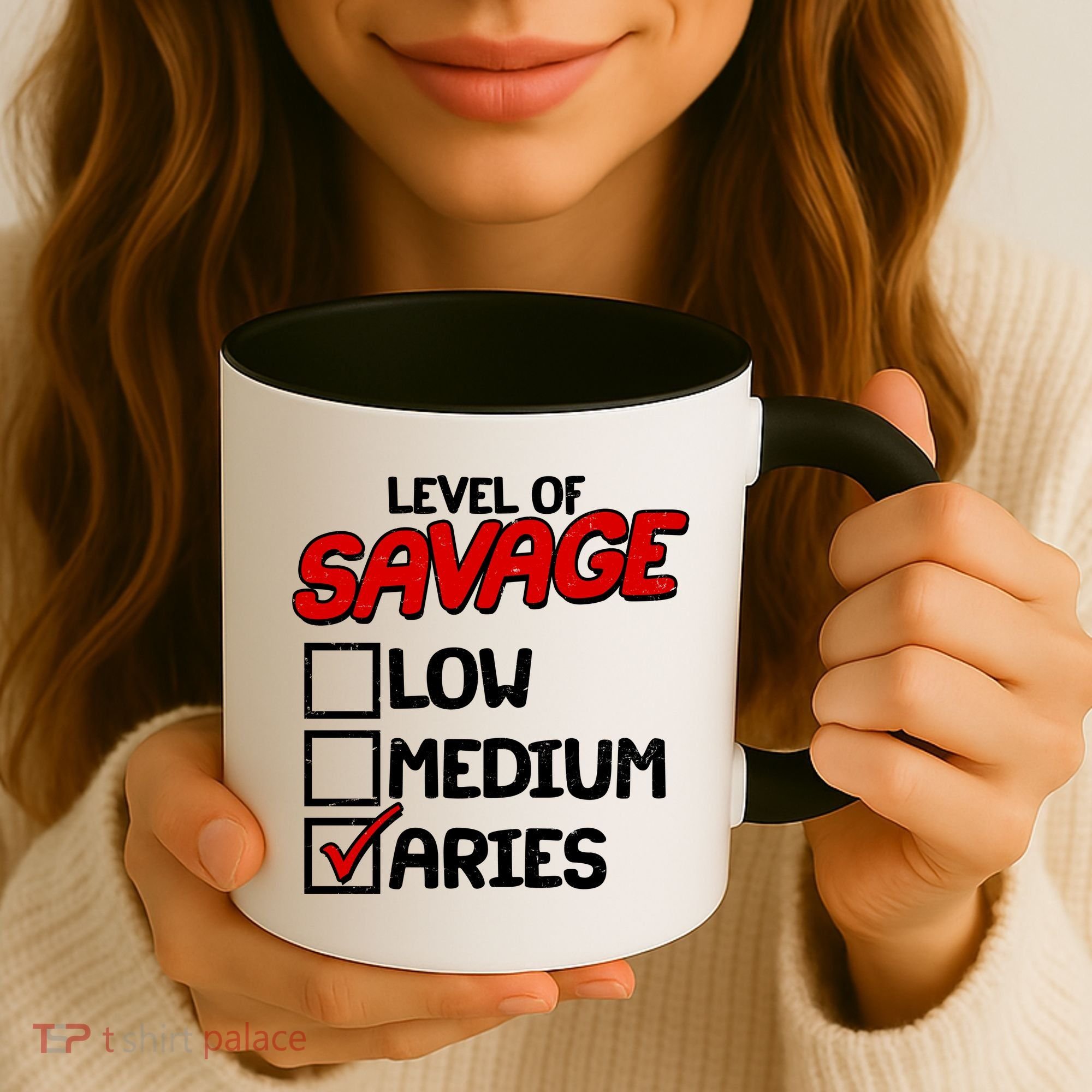 Level of SAVAGE Low Medium Aries Zodiac Birthday Coffee Mug