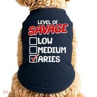 Level of SAVAGE Low Medium Aries Zodiac Birthday Doggie Tank thumb 0
