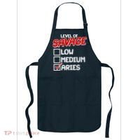 Level of SAVAGE Low Medium Aries Zodiac Birthday Apron thumb 0