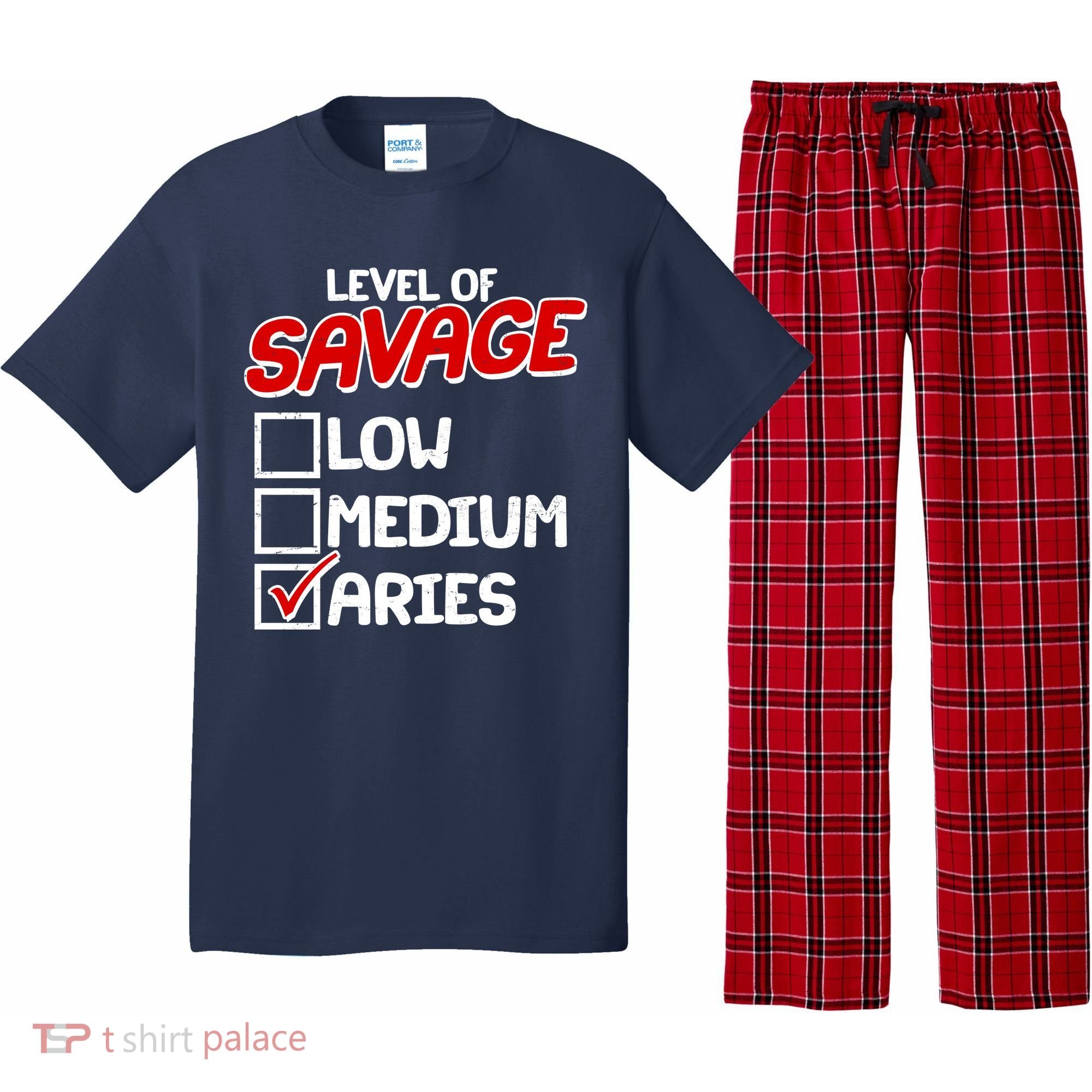 Level of SAVAGE Low Medium Aries Zodiac Birthday Pajama Set