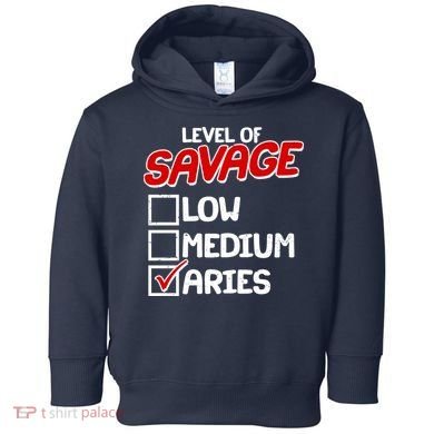 Level of SAVAGE Low Medium Aries Zodiac Birthday Toddler Hoodie