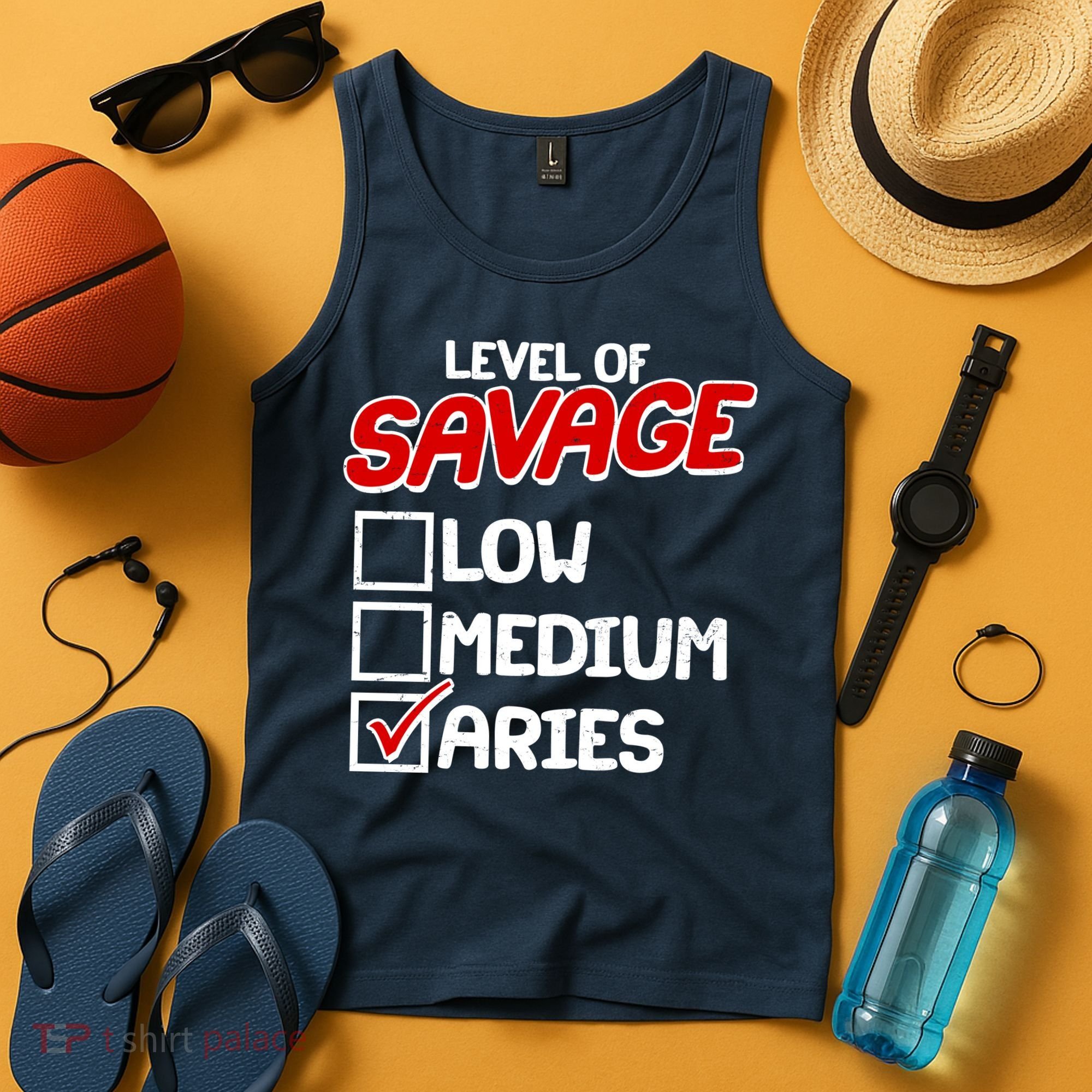 Level of SAVAGE Low Medium Aries Zodiac Birthday Tank Top