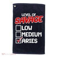 Level of SAVAGE Low Medium Aries Zodiac Birthday Golf Towel thumb 0