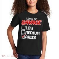 Level of SAVAGE Low Medium Aries Zodiac Birthday Kids T-Shirt thumb 2