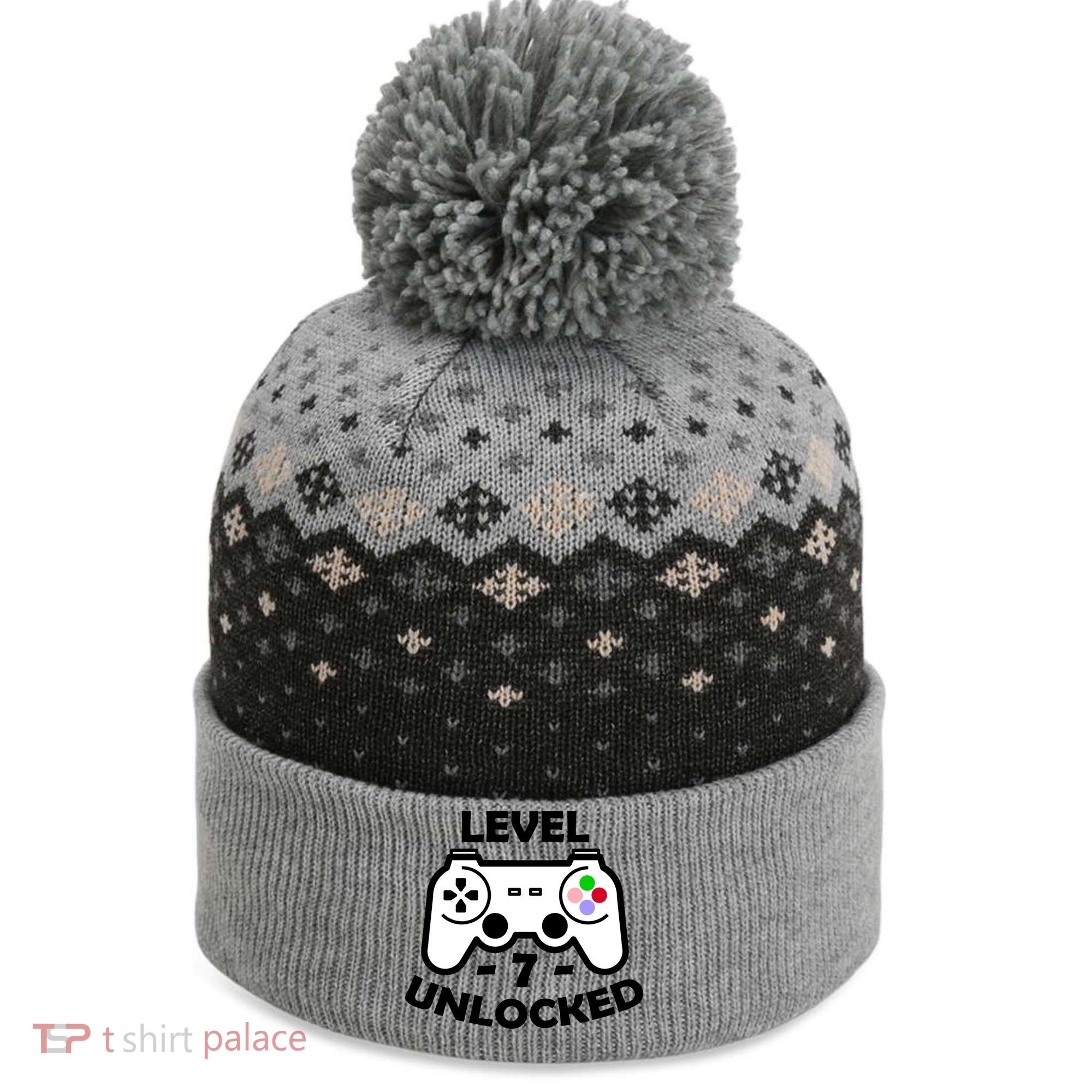 Level Seven Unlocked 7th Birthday The Baniff Cuffed Pom Beanie