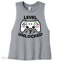 Level Seven Unlocked 7th Birthday Women's Racerback Cropped Tank thumb 0