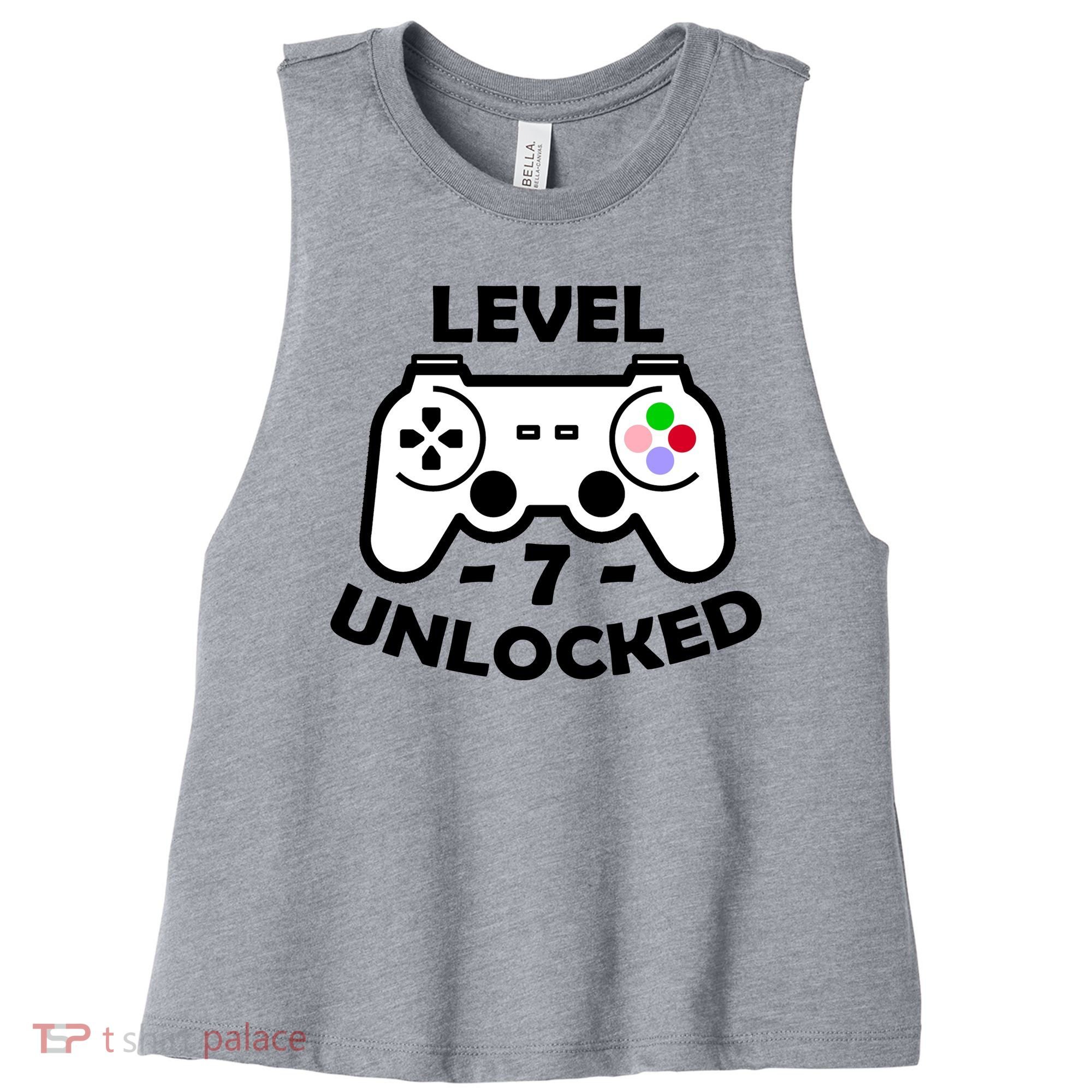 Level Seven Unlocked 7th Birthday Women's Racerback Cropped Tank