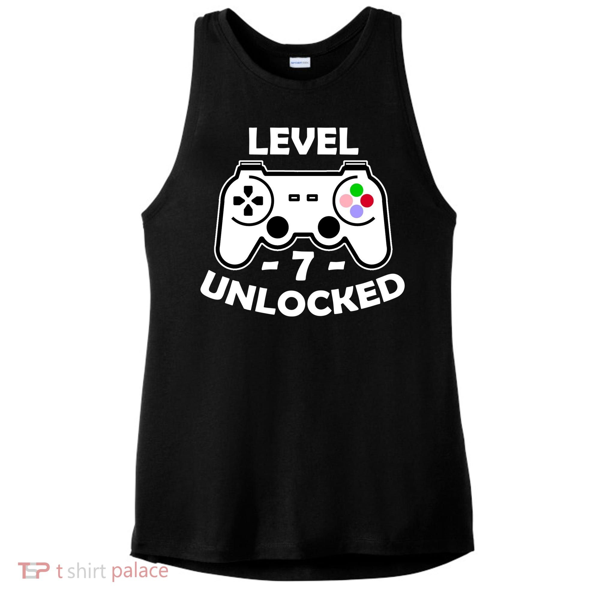 Level Seven Unlocked 7th Birthday Ladies PosiCharge Tri-Blend Wicking Tank