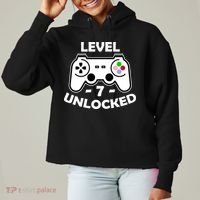 Level Seven Unlocked 7th Birthday Ladies Heavyweight Boxy Pullover Hoodie thumb 0