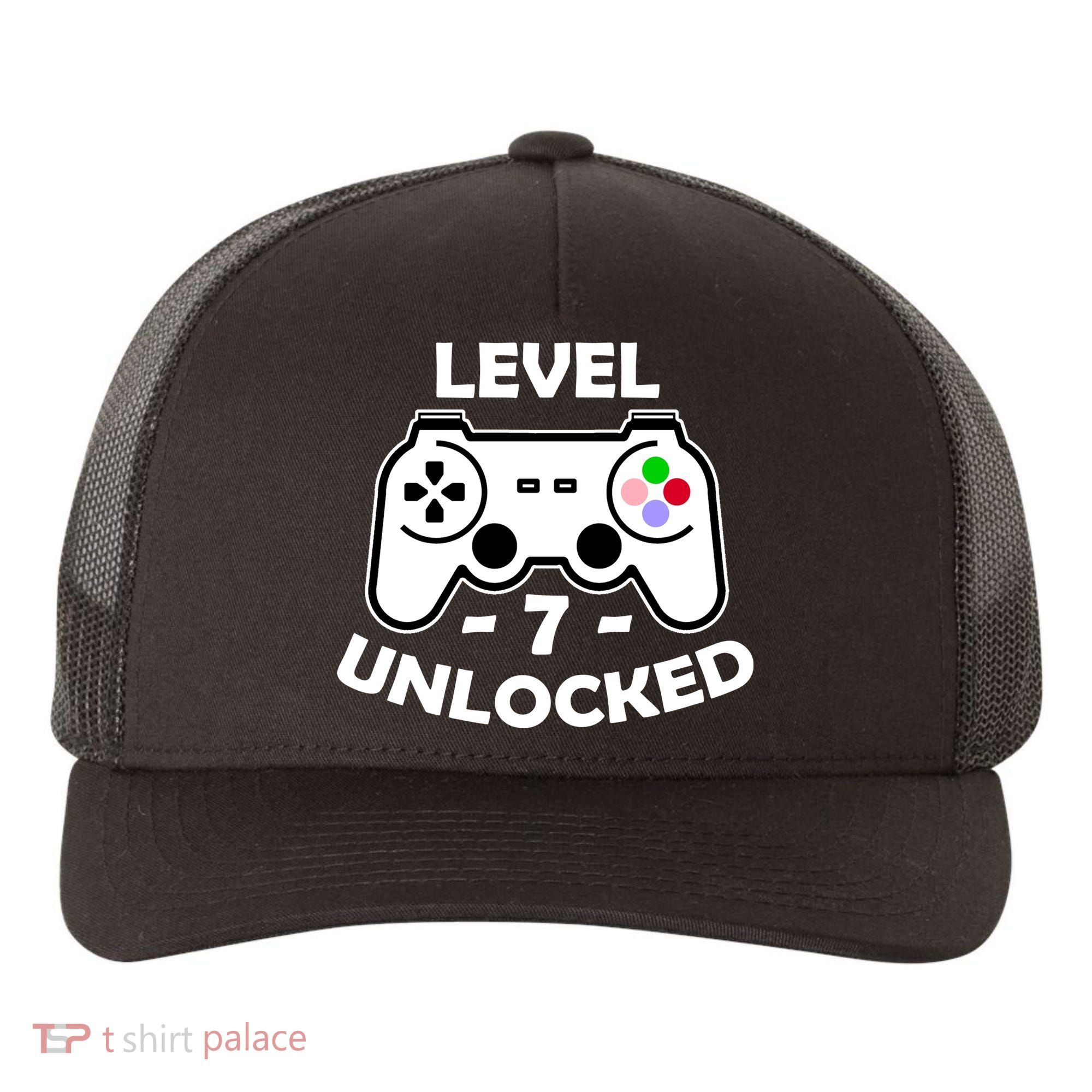 Level Seven Unlocked 7th Birthday Yupoong Adult 5-Panel Trucker Hat