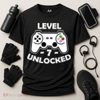Level Seven Unlocked 7th Birthday Cooling Performance Crew T-Shirt thumb 3