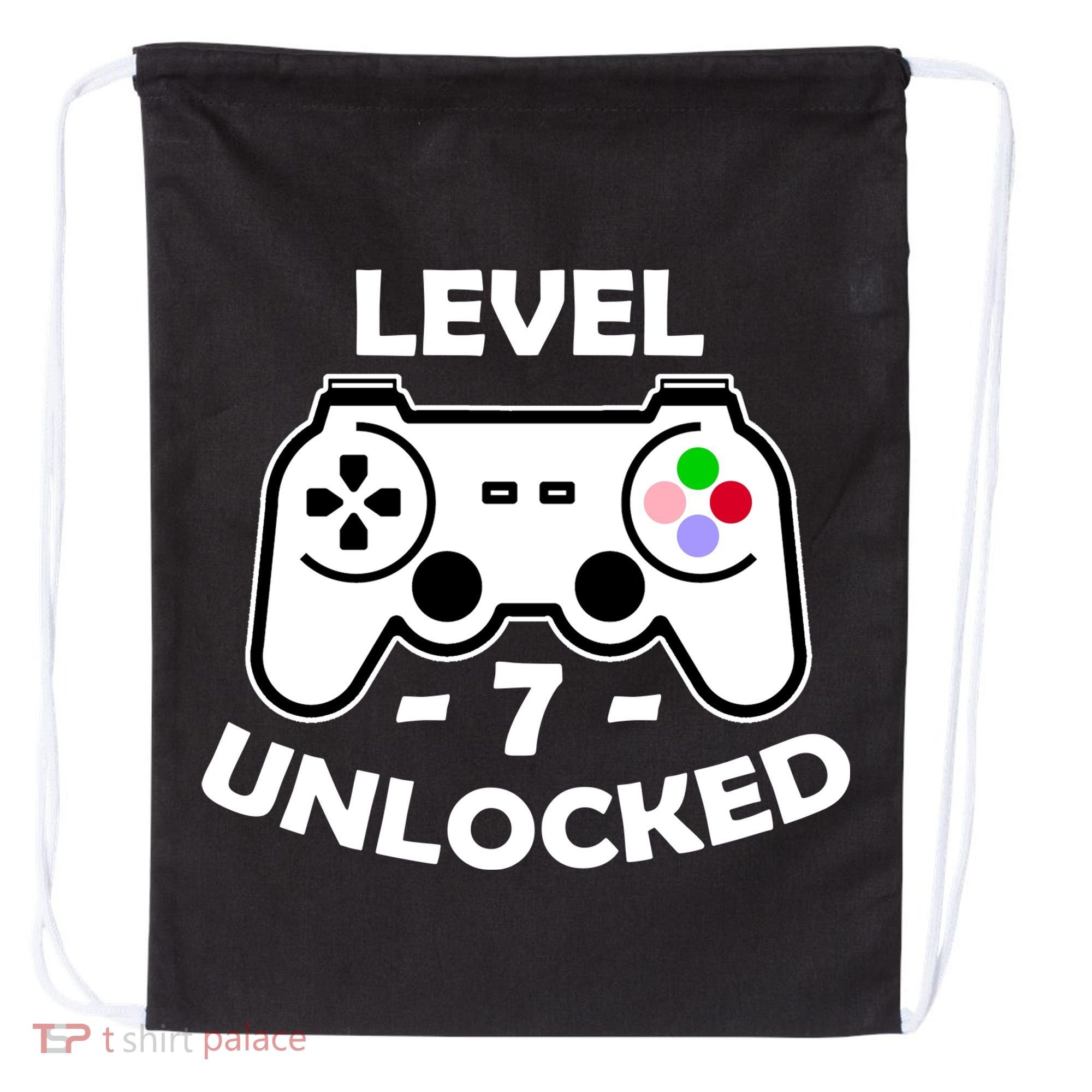 Level Seven Unlocked 7th Birthday Drawstring Bag