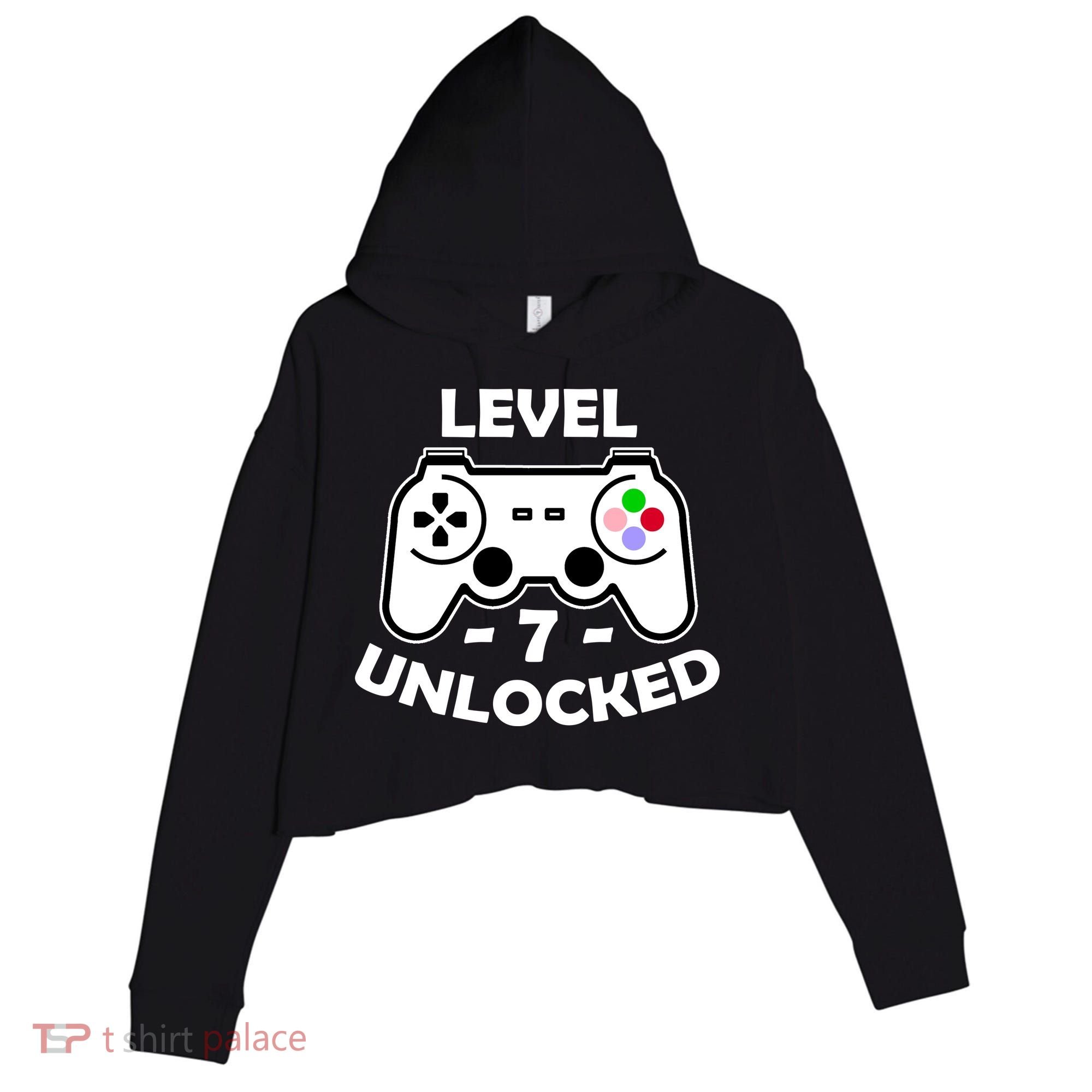 Level Seven Unlocked 7th Birthday Crop Fleece Hoodie