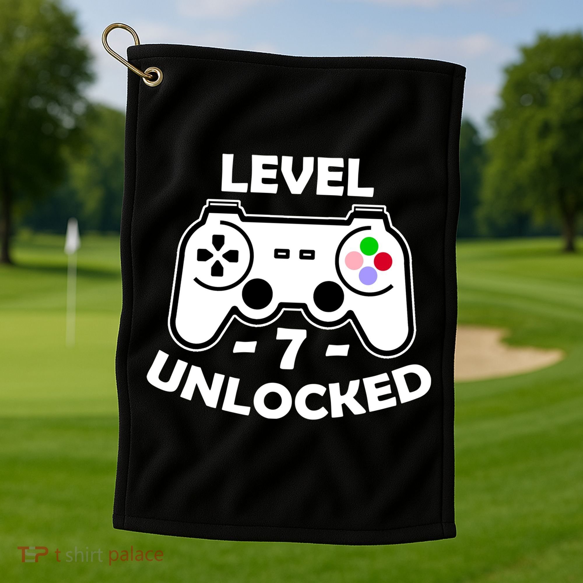 Level Seven Unlocked 7th Birthday Golf Towel