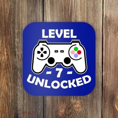 Level Seven Unlocked 7th Birthday Coaster