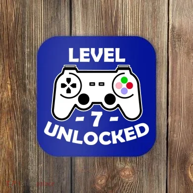 Level Seven Unlocked 7th Birthday Coaster